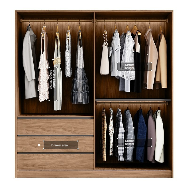 [Pre-order]  Modern light luxury sliding door wardrobe home bedroom simple small apartment net red large capacity solid wood color glass wardrobe-Smart-Living