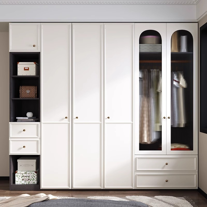 [Pre-order]  Northern Europe a door to the top of the wardrobe home bedroom storage cabinet small apartment modern simple corner desk wardrobe-Smart-Living