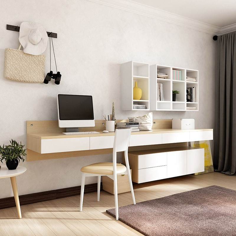 [Pre-order]  Manufacturer Direct Sale Nordic Painted Integrated Desk with Storage, Home Assembly Computer Desk Bookcase Combination Furniture.-Smart-Living