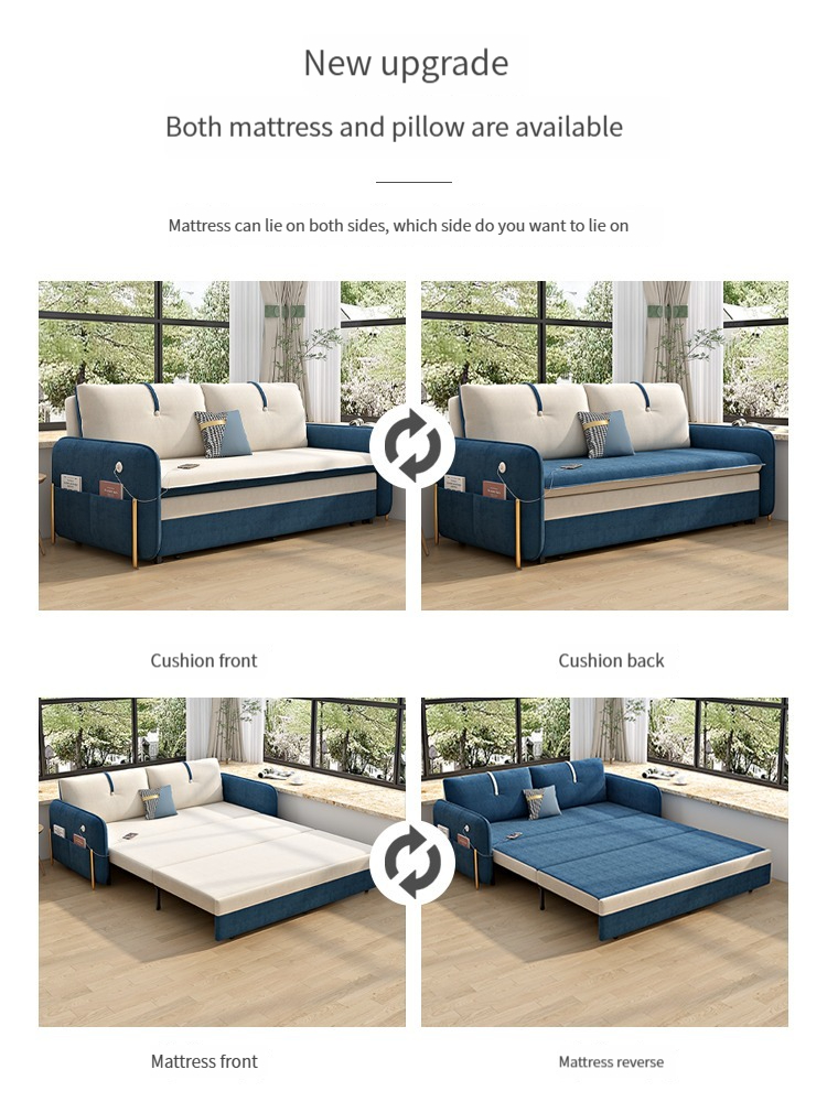 [Pre-order]  Foldable Multifunctional Double Pull-Out Sofa Bed For Two Lazy Flannel Sofa Bed Suitable for Living Room Small Apartment-Smart-Living