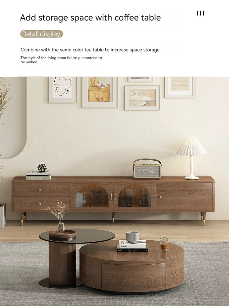 [Pre-order] Light luxury TV cabinet modern simple living room home small apartment coffee table TV cabinet combination of Northern Europe storage cabinet-Smart-Living