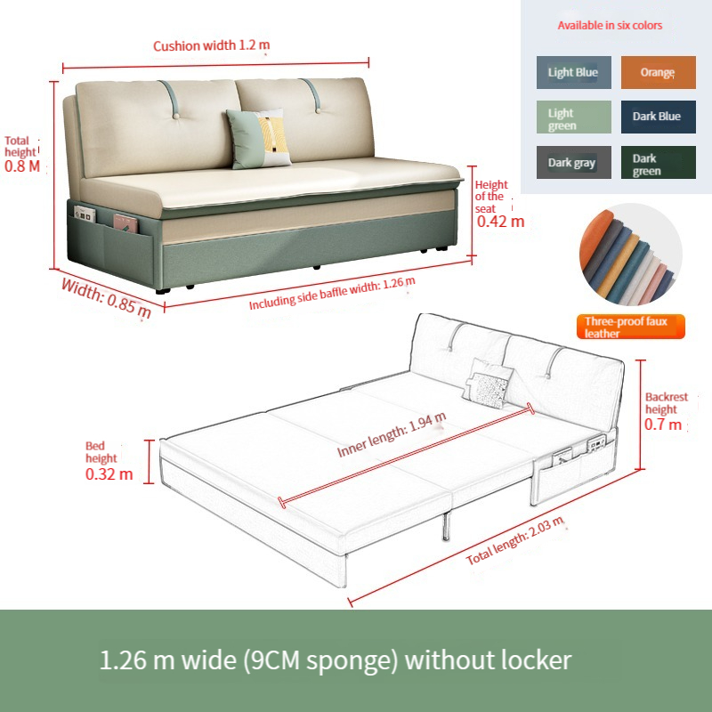 [Pre-order]  Technology cloth sofa bed can be folded and dual-purpose balcony, study room multi-function telescopic removable and washable small apartment without armrestless bed-Smart-Living