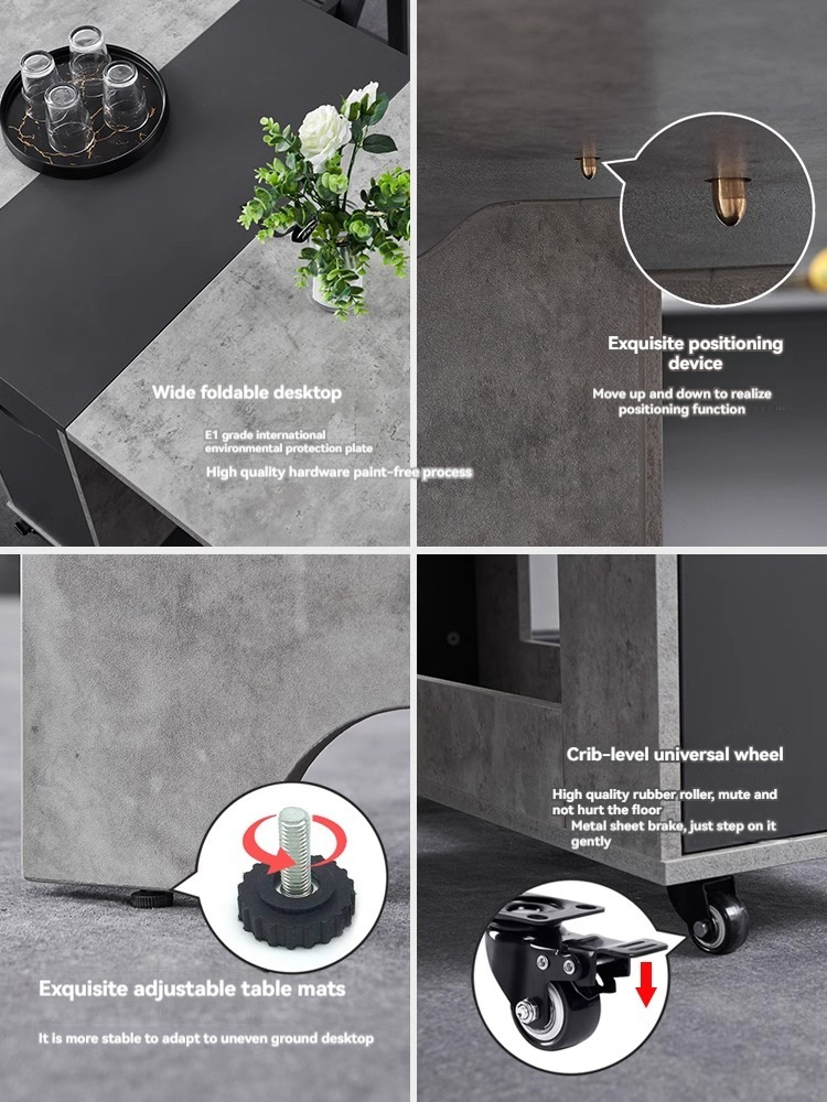 【Showroom】Folding table for small household use modern and simple folding table Nordic functional telescopic rectangular light luxury folding table-Smart-Living