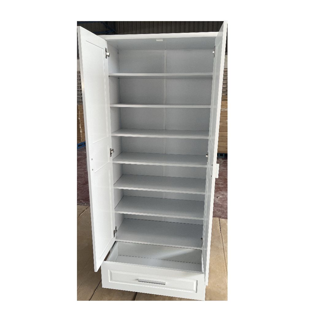 Double door modern minimalist shoe cabinet, white solid wood cabinet, multifunctional storage cabinet-Smart-Living