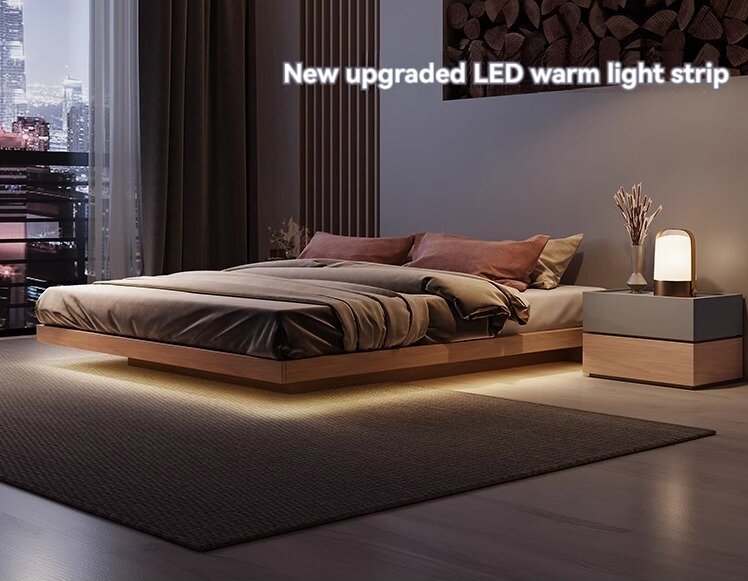 [Pre-order]  Japanese minimalist bed frame simple modern tatami bed no bedhead bed Homestays style off the ground low bed platform floating bed-Smart-Living