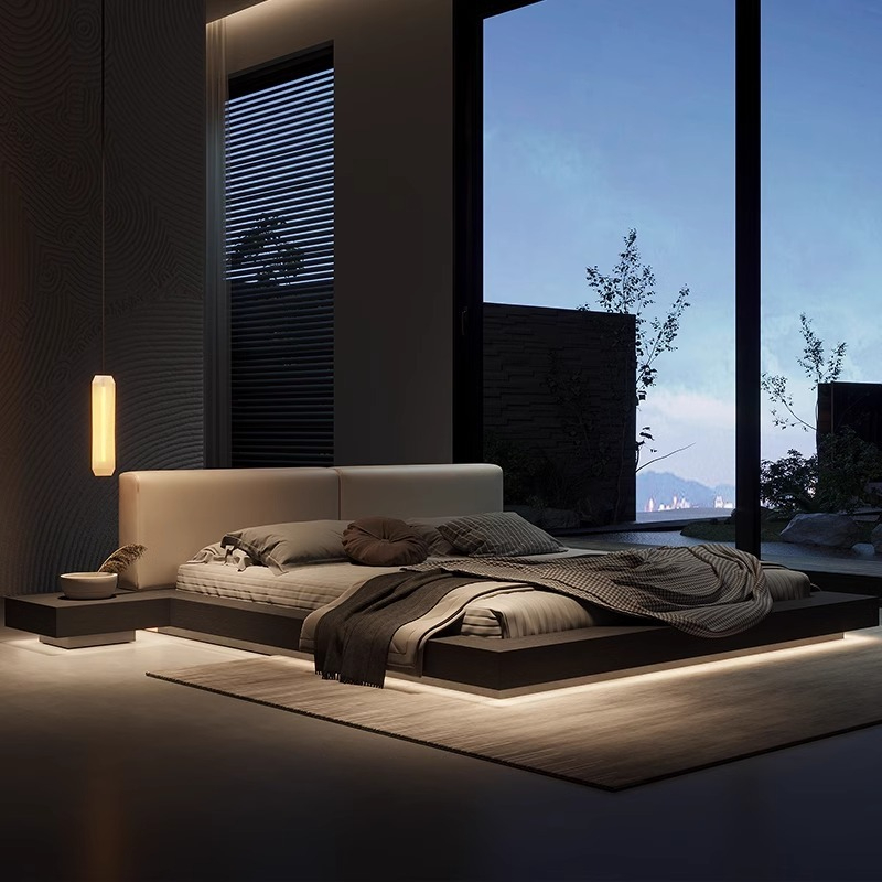 [Pre-order]  Nordic bed 1.5 meters tatami simple modern master bedroom 1.8 meters soft storage double bed Japanese floor low bed-Smart-Living