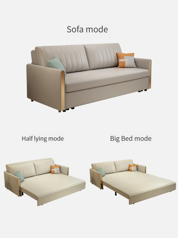 [Pre-order]  Light Luxury Multifunctional Scratch Cloth Dual Purpose Sofa Bed Foldable Leather Technology Removable and Washable-Smart-Living