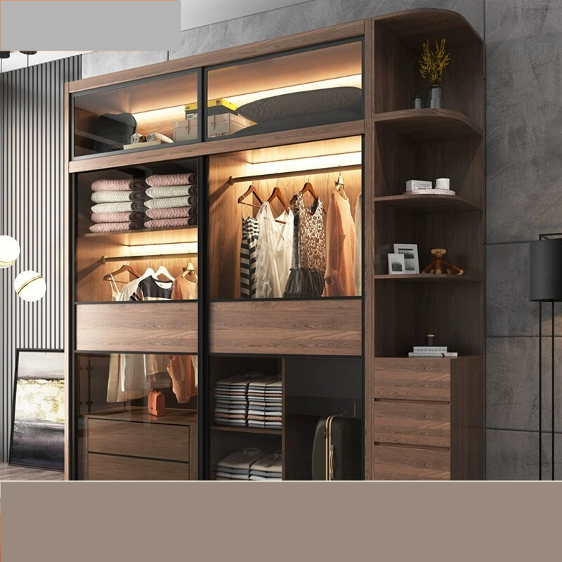 [Pre-order]  Sliding door wardrobe simple modern economical assembly solid wood 2 door sliding door bedroom overall home large wardrobe-Smart-Living