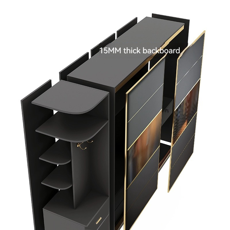 [Pre-order]  Modern simple light luxury sliding door wardrobe rental room with lockers, home bedroom, economical assembly large wardrobe-Smart-Living