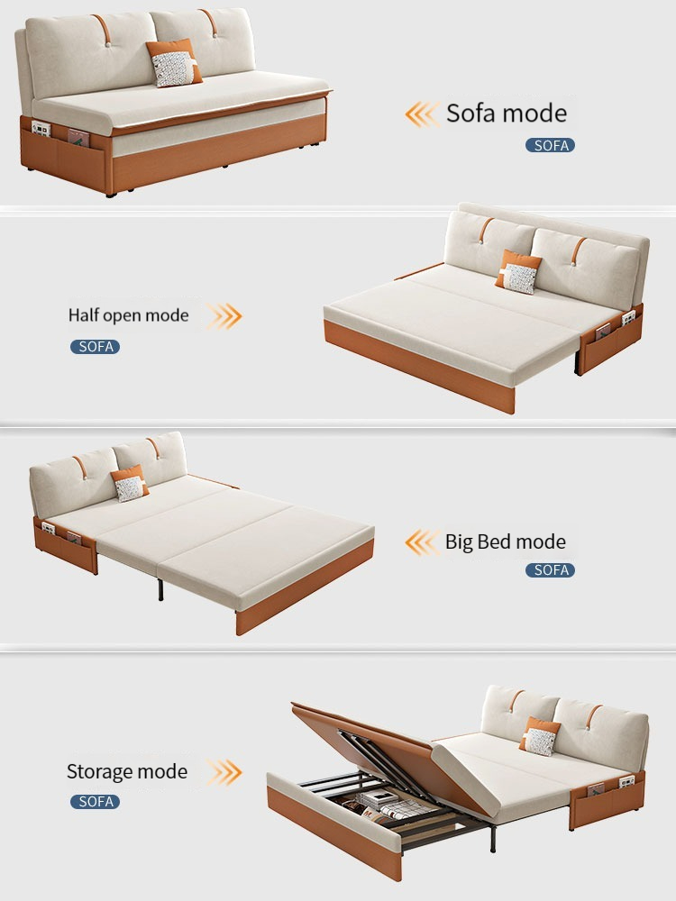 [Pre-order]  Sofa bed folding dual-use multi-functional pull-out double can be disassembled and washed small household armless flannelette comb bed-Smart-Living