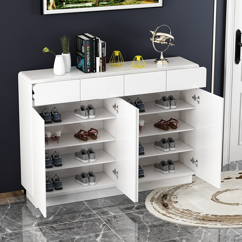 [Pre-order]  Simple Modern Paint White Shoe Cabinet Home Doorway Doorway Cabinet Living Room Storage Storage Cabinet Partition Cabinet Large Capacity-Smart-Living