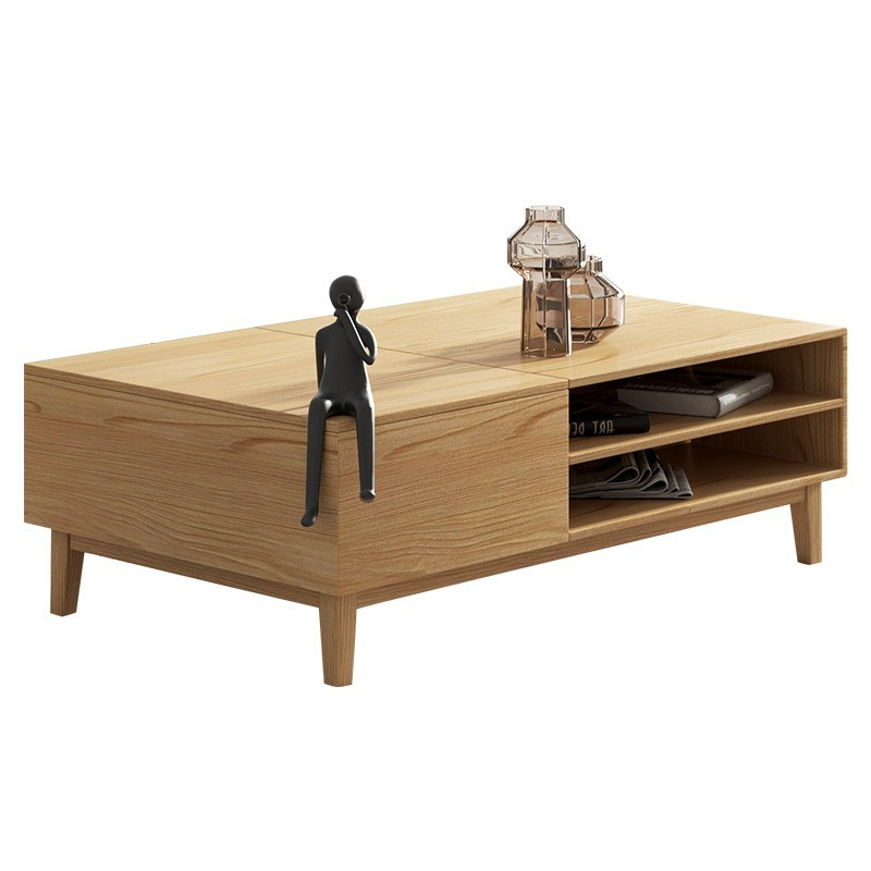 [Pre-order] Nordic Multifunctional Adjustable Coffee Table with Solid Wood Legs, Light Luxury Tea Table, Apartment Small-Sized Living Room Home Tea Table.-Smart-Living
