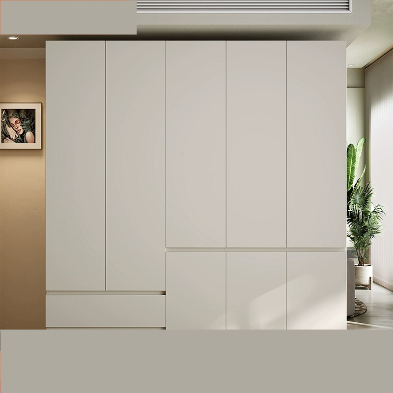 Cream style modern simple one to top wardrobe home bedroom assembly swing door light luxury storage wardrobe-Smart-Living
