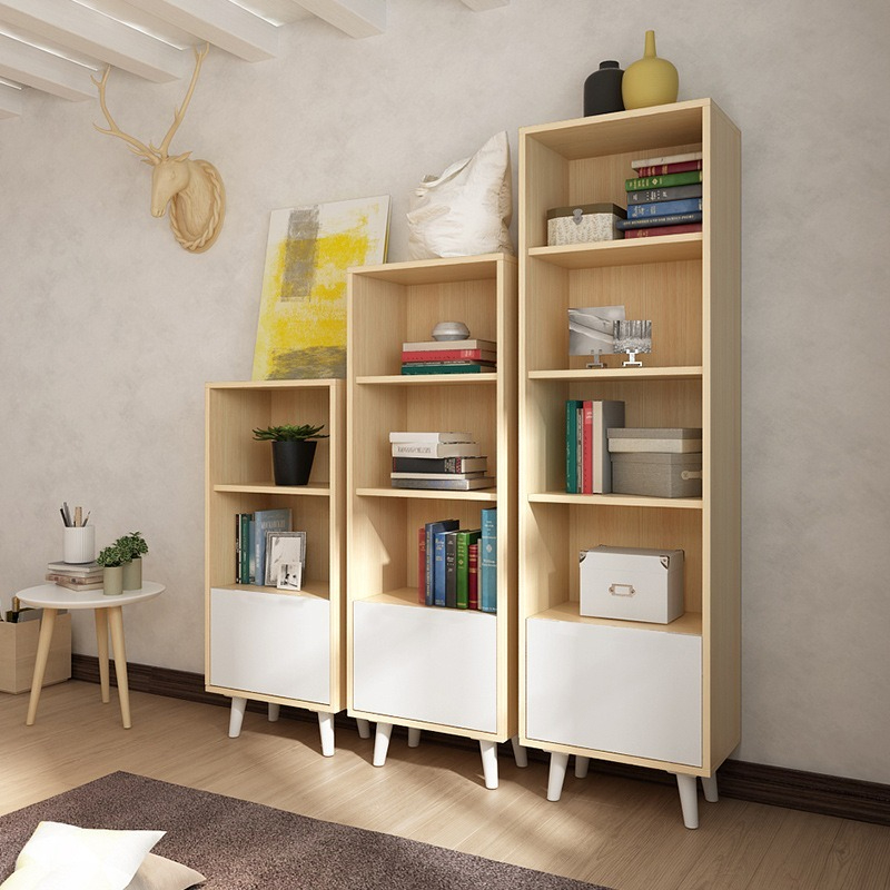 [Pre-order]  Nordic minimalist modern board bookcase shelf combination with cabinet door, creative and simple bookshelf for wholesale-Smart-Living