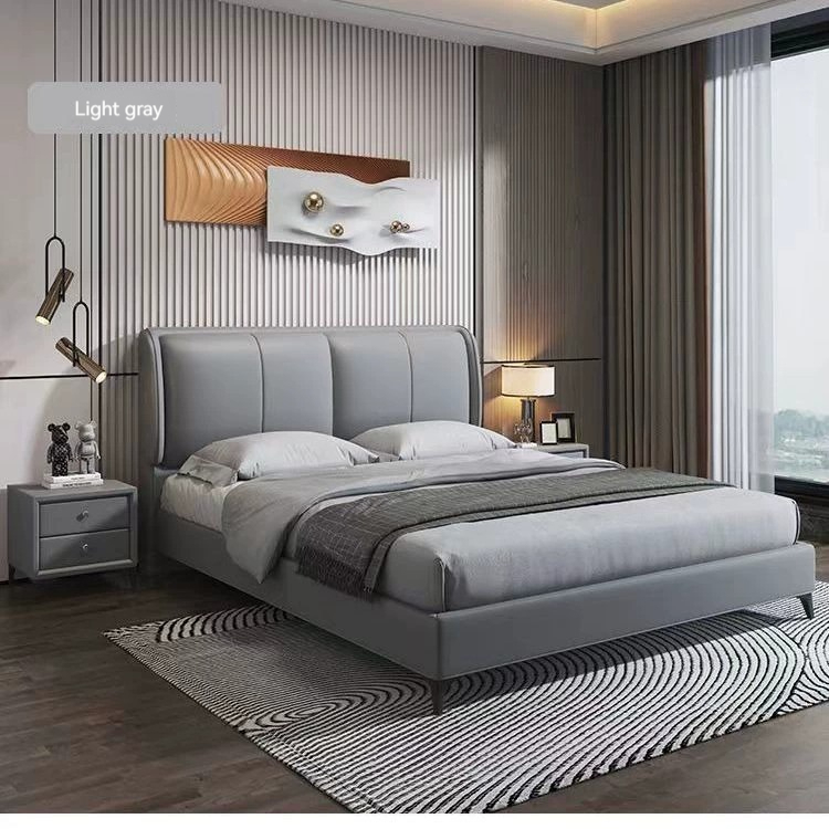 [Pre-order] WM Italian Light Luxury Leather Bed Modern Simple 1.8m Leather Art Bed Master Bedroom Small Unit 1.5m Double Bedroom-Smart-Living