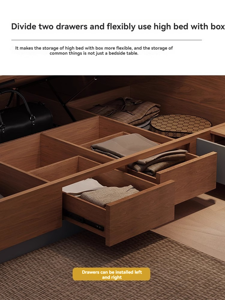 [Pre-order] Tatami Platform Storage Bed (1.5/ 1.8m) - with Bedside Cabinet and (Coconut Palm/ Latex) Mattress-Smart-Living