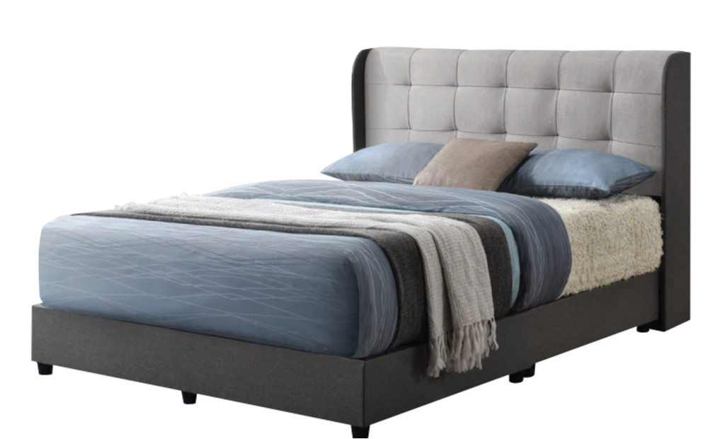 [pre order]Bed Frame Upholstered Bed with Buttoned Design Headboard, Fabric Bed Frame, Easy Assembly，No mattress-Smart-Living