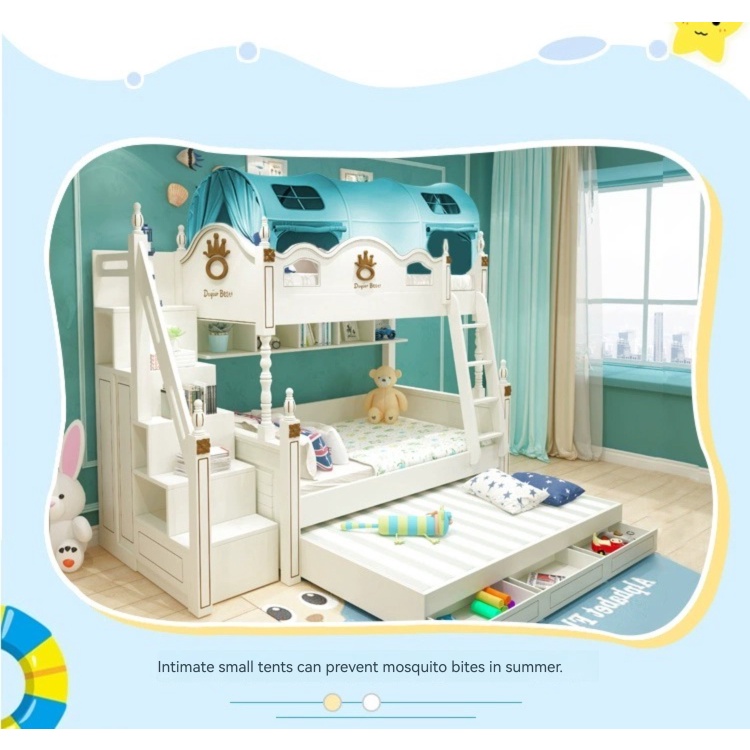 [Pre order] White Children Bunk Bed with Storage