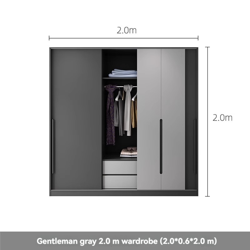 [Pre-order] Oulang Scandinavian modern bedroom sliding door three-door wardrobe simple assembly economy household sliding door wardrobe cabinet-Smart-Living