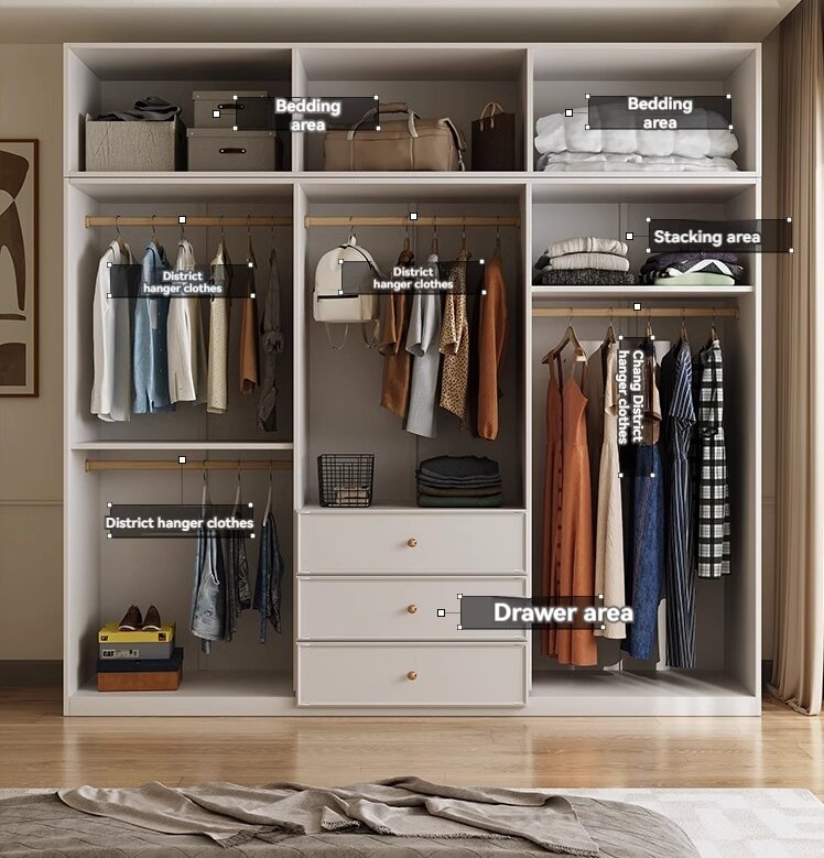 [Pre-order] French cream style wardrobe Family bedroom small apartment modern simple four-door five-door combination locker wardrobe-Smart-Living