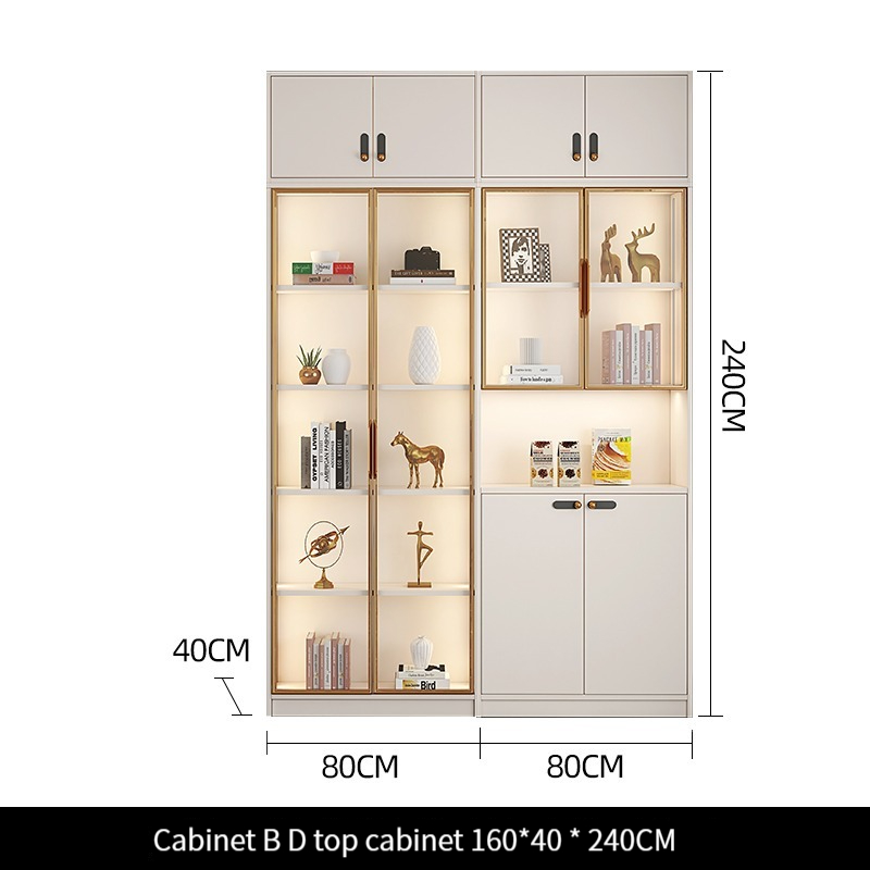 [Pre-order] Living Room Home Bookshelf Integrated Whole Wall to Top - Dustproof Glass Door Bookshelf - Light Luxury High-Grade Floor-Standing Wall Display Cabinet.-Smart-Living