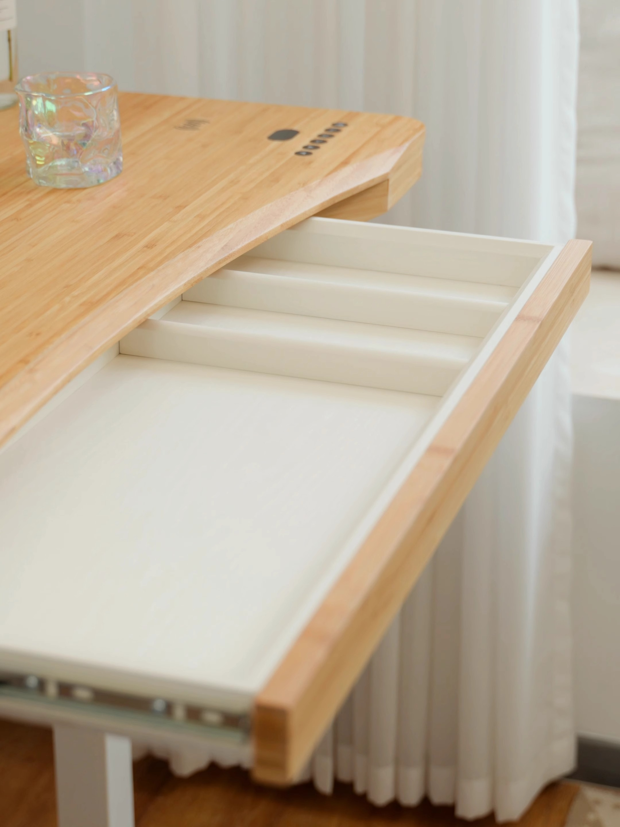 【Showroom】Drawer natural bamboo surface electric lift table computer desk office home desk student study table desk-Smart-Living