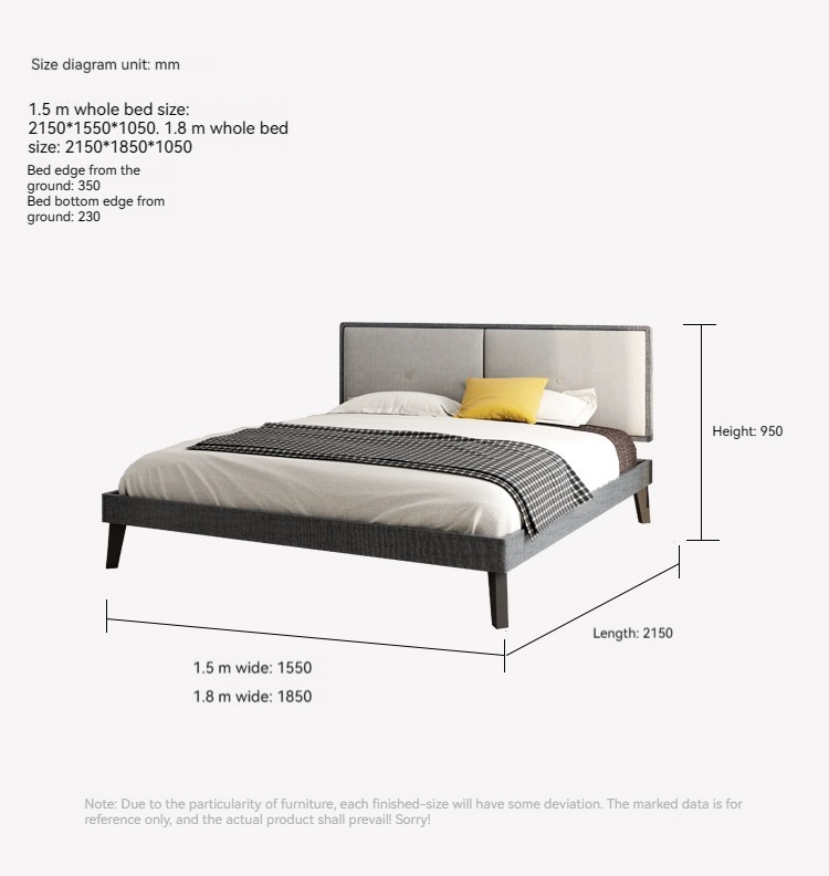 [Pre-order]  Nordic bedroom single bed modern minimalist master bedroom 1.8m bed apartment small size wedding bed double bed-Smart-Living