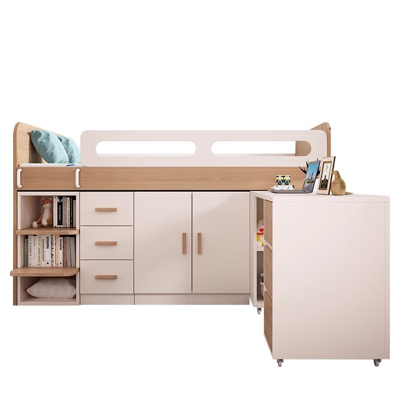 【Showroom】 Children's bed Boy simple half-height bed small apartment mid-height bed with desk wardrobe tatami multifunctional combination bed-Smart-Living