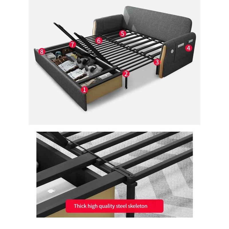 [Pre-order]Fabric sofa bed, multi-functional foldable sofa, small household, solid wood 1.5 meters, double 1.8 meters can be stored-Smart-Living