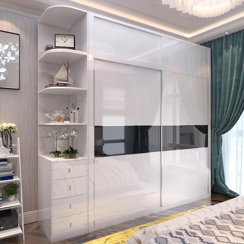[Pre-order] Sliding door wardrobe modern simple paint overall sliding door large wardrobe bedroom panel combination-Smart-Living