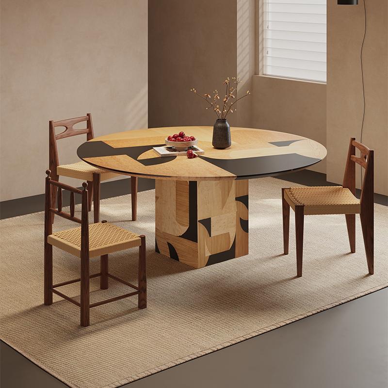 [PRE-ORDER] Solid Oak Vintage style wood dining table and chair set, retro wabi-sabi style, designer style dining table.