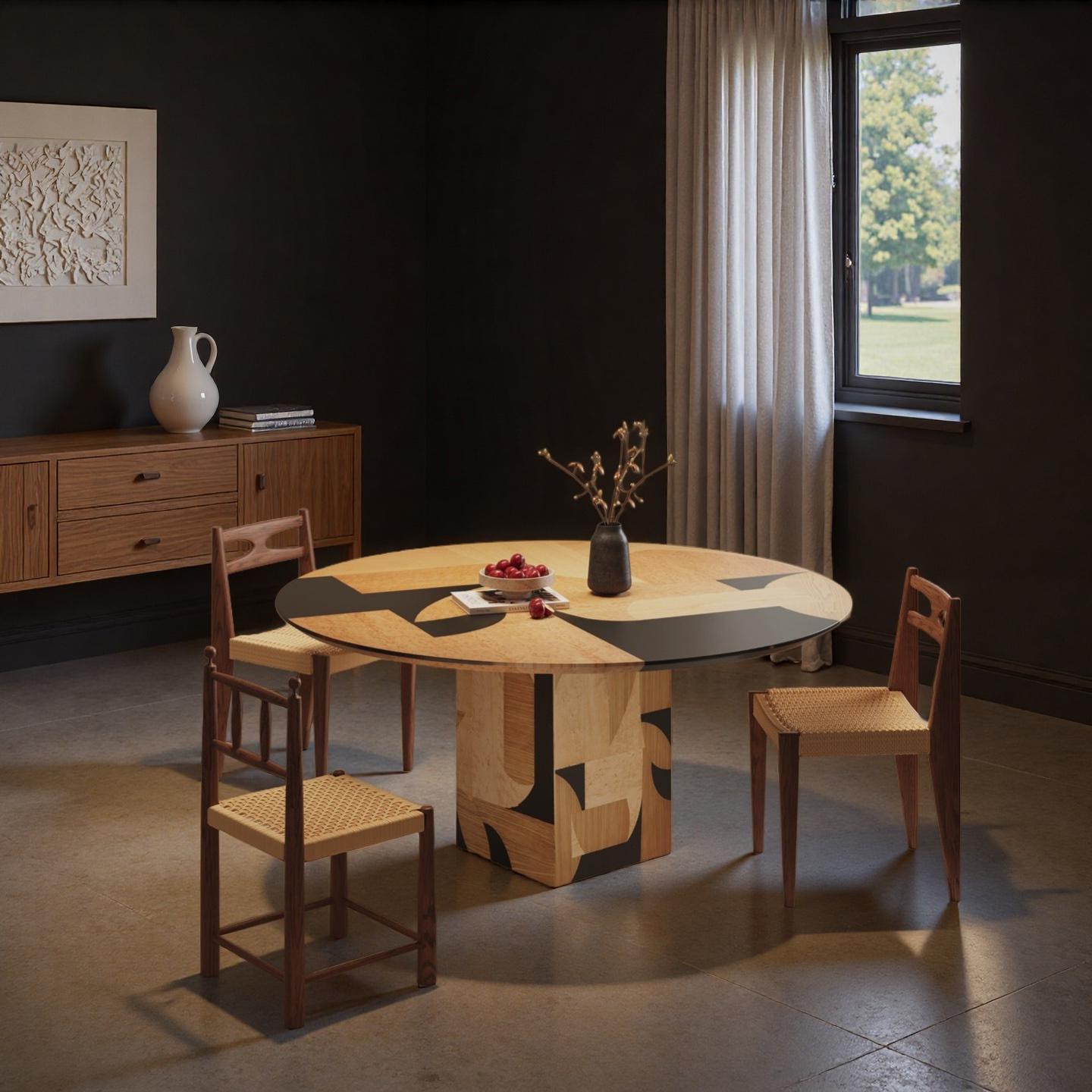 [PRE-ORDER] Solid Oak Vintage style wood dining table and chair set, retro wabi-sabi style, designer style dining table.