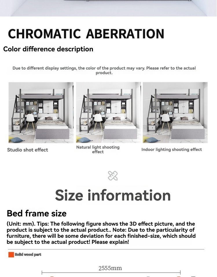 Modern 2.0m Loft Bunk Bed Frame – Space-Saving Furniture Double Decker Design with Open Space for Small BTO Condo Apartments