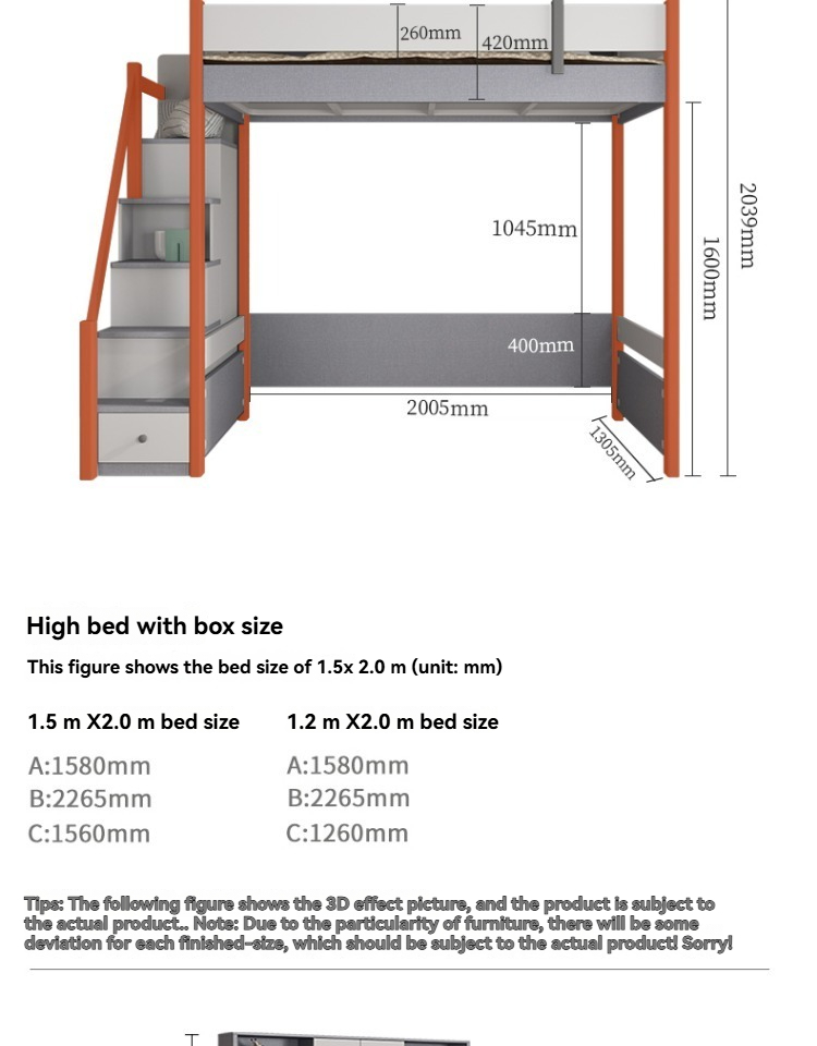 Modern 2.0m Loft Bunk Bed Frame – Space-Saving Furniture Double Decker Design with Open Space for Small BTO Condo Apartments