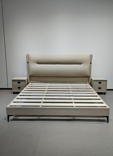 PRE ORDER / BTO PACKAGE - A - BED FRAME - Italian light luxury leather master bedroom 1.8m double modern simple single 1.5m high-end