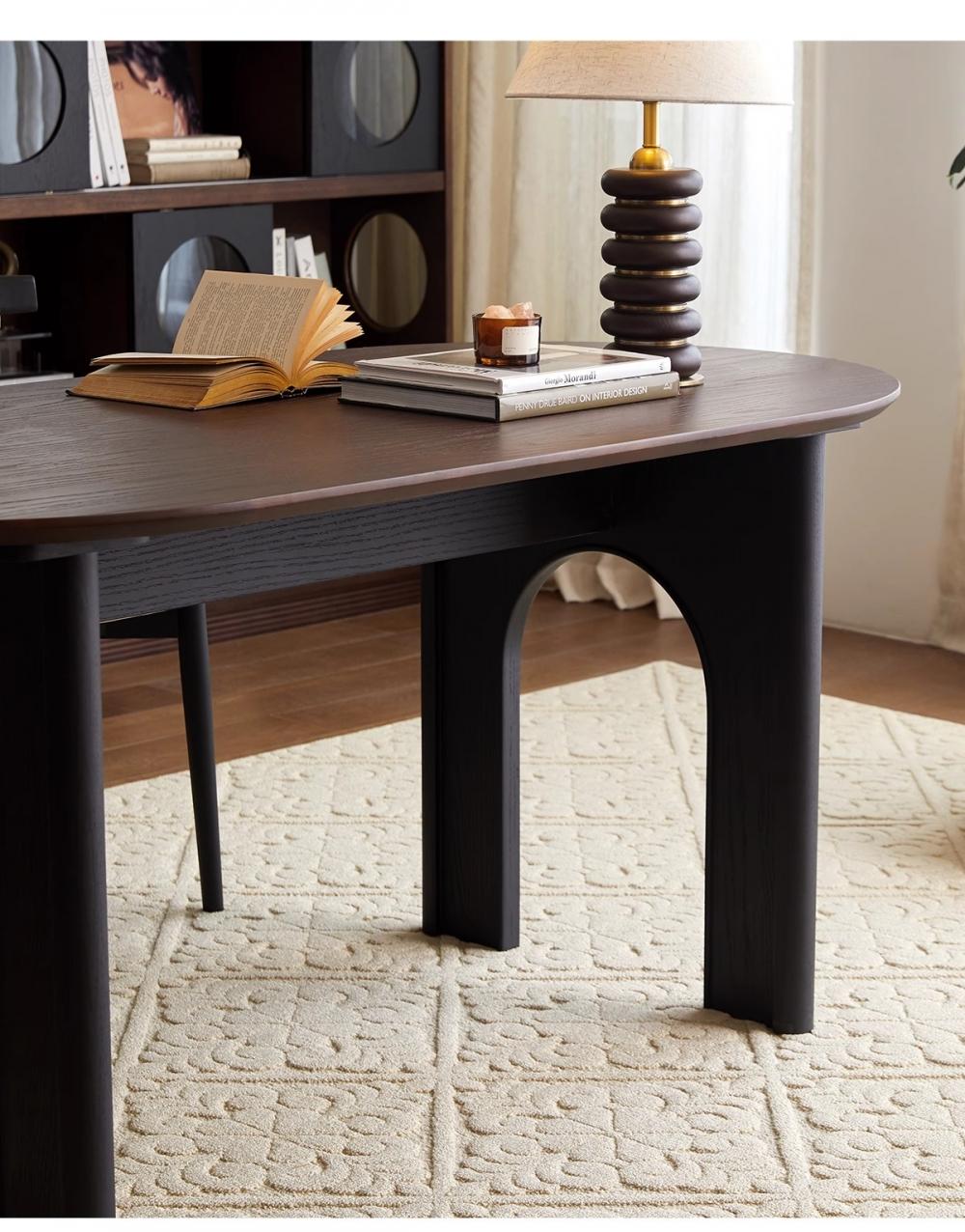 [PRE-ORDER] Solid Oak French vintage style solid wood dining table and chair set, home Oval archway dining table.