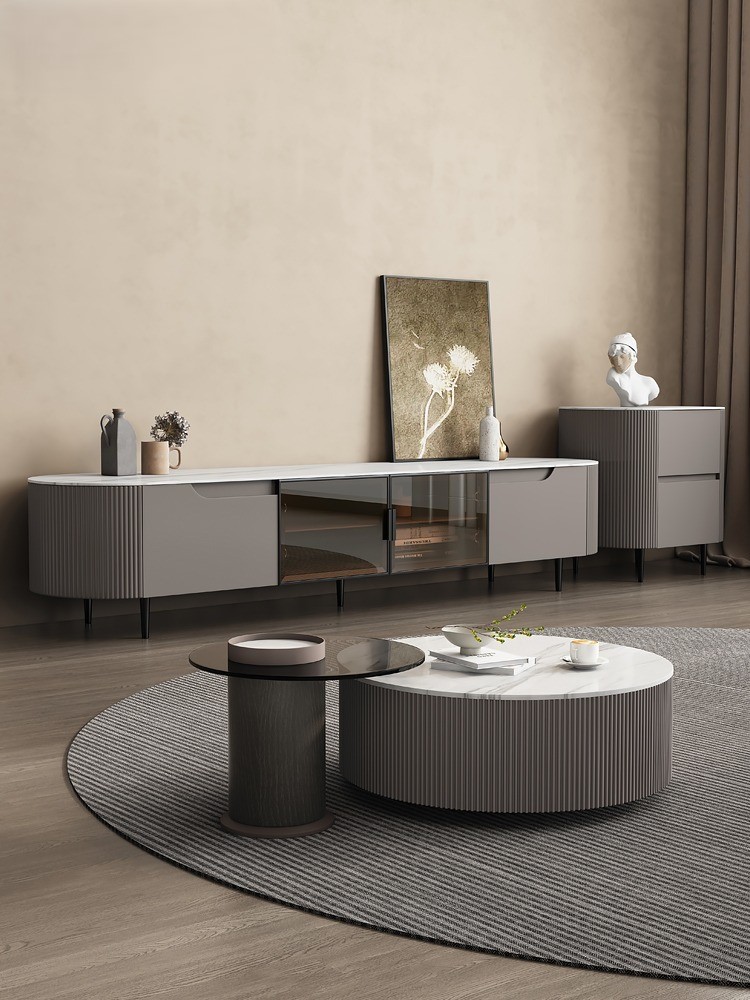 Minimalist rock plate Tea table TV cabinet combination living room
