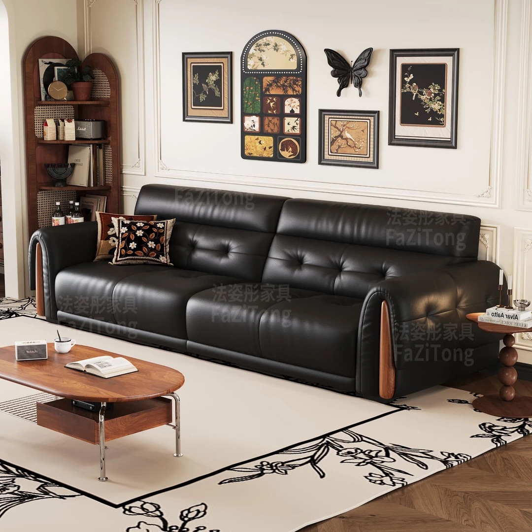 FZT [Pre Order] Mid-century Retro Electric Sofa Bed Italian Minimalist Top Grain Leather Sofa