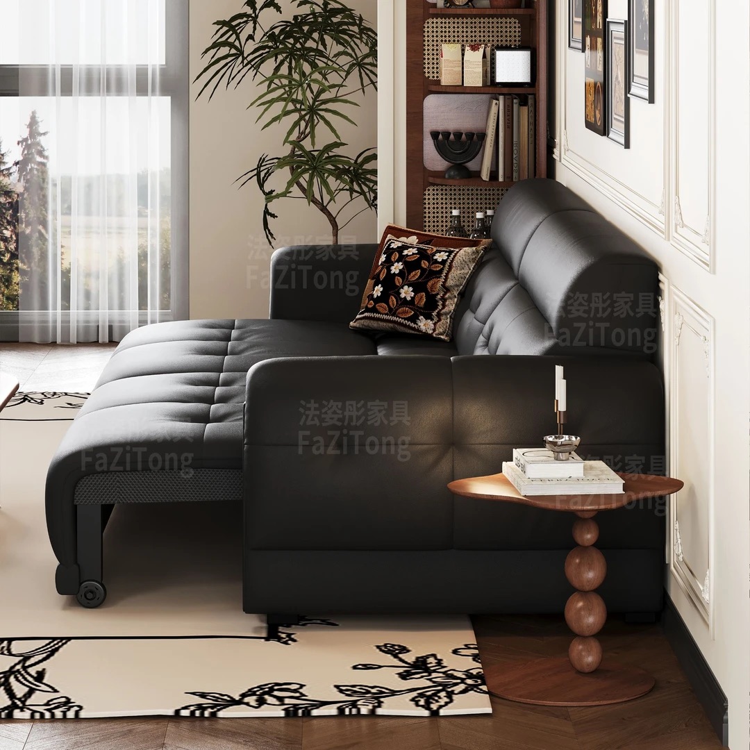 FZT [Pre Order] Mid-century Retro Electric Sofa Bed Italian Minimalist Top Grain Leather Sofa
