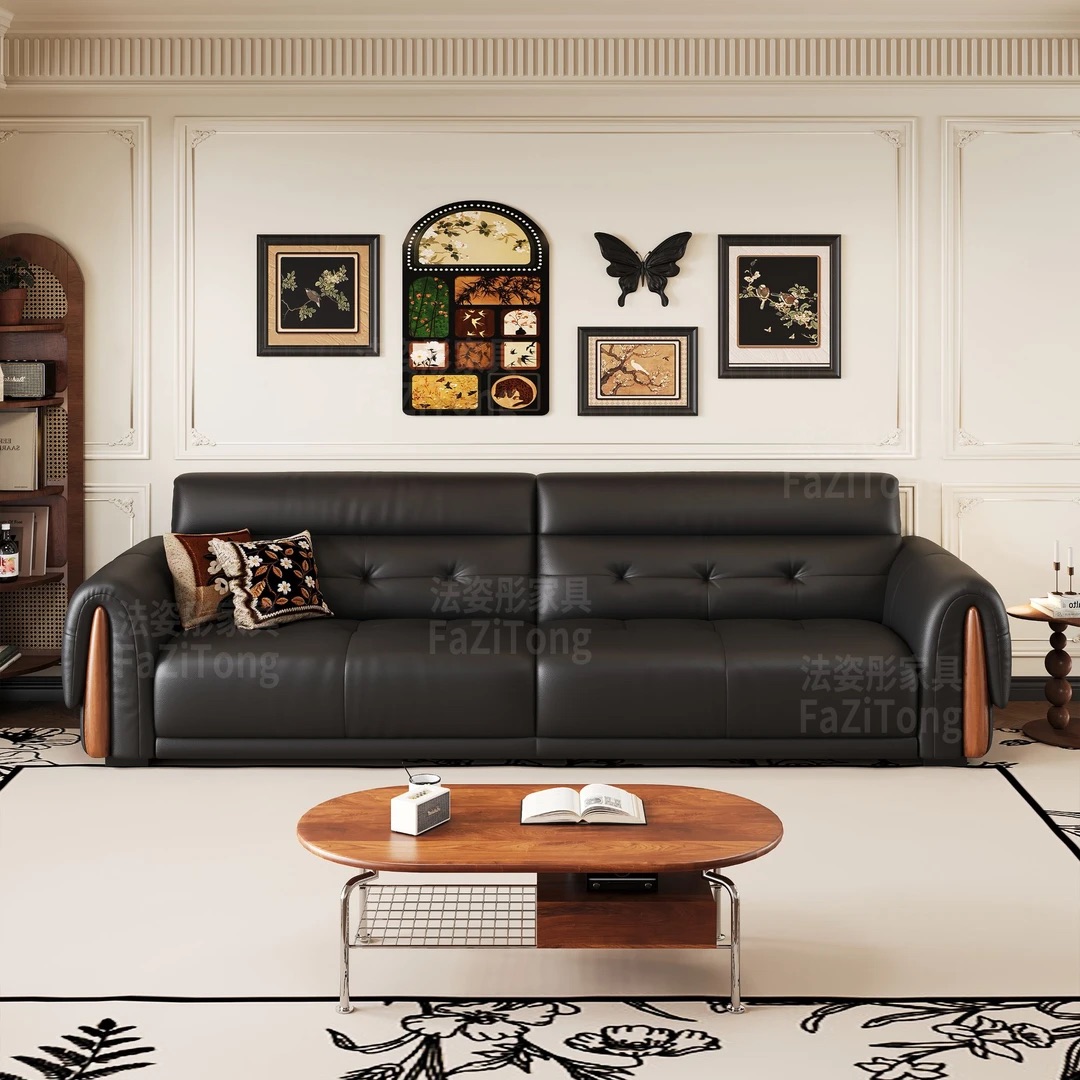 FZT [Pre Order] Mid-century Retro Electric Sofa Bed Italian Minimalist Top Grain Leather Sofa