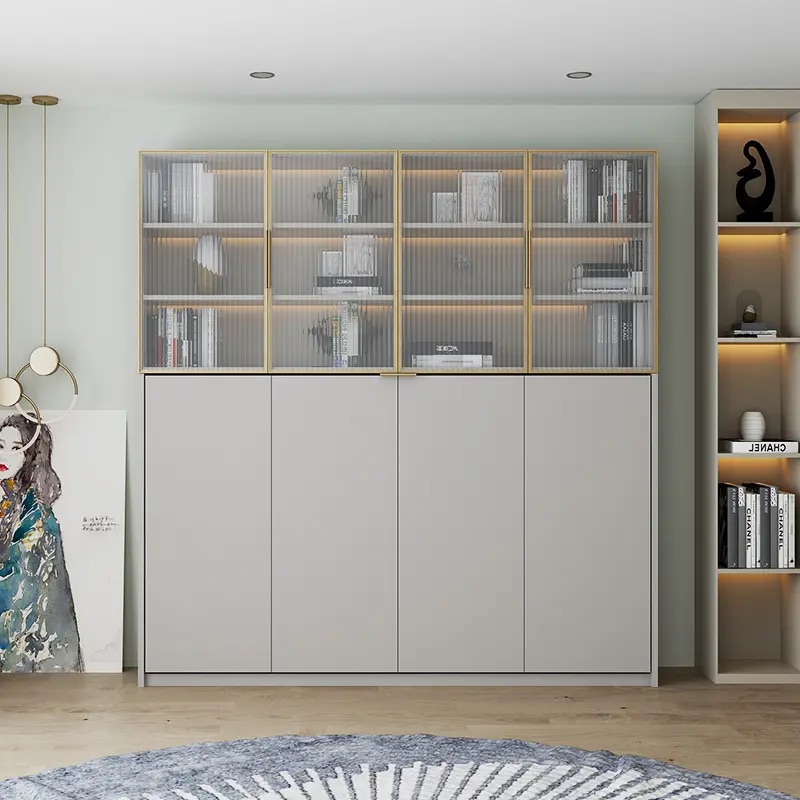 Showroom (Pre-order) Customized Inverted Solid Wood Concealed Bed Creamy Texture Murphy Bed Bookcase Wardrobe Combination Cabinet Multifunctional Wall Bed