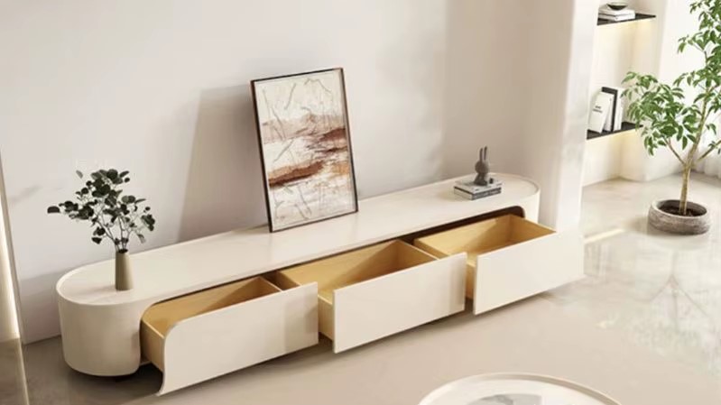 PRE-ORDER Modern Contracted Living Room Cream Wind TV Cabinet