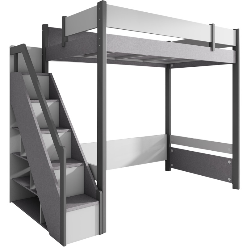 Modern 2.0m Loft Bunk Bed Frame – Space-Saving Furniture Double Decker Design with Open Space for Small BTO Condo Apartments
