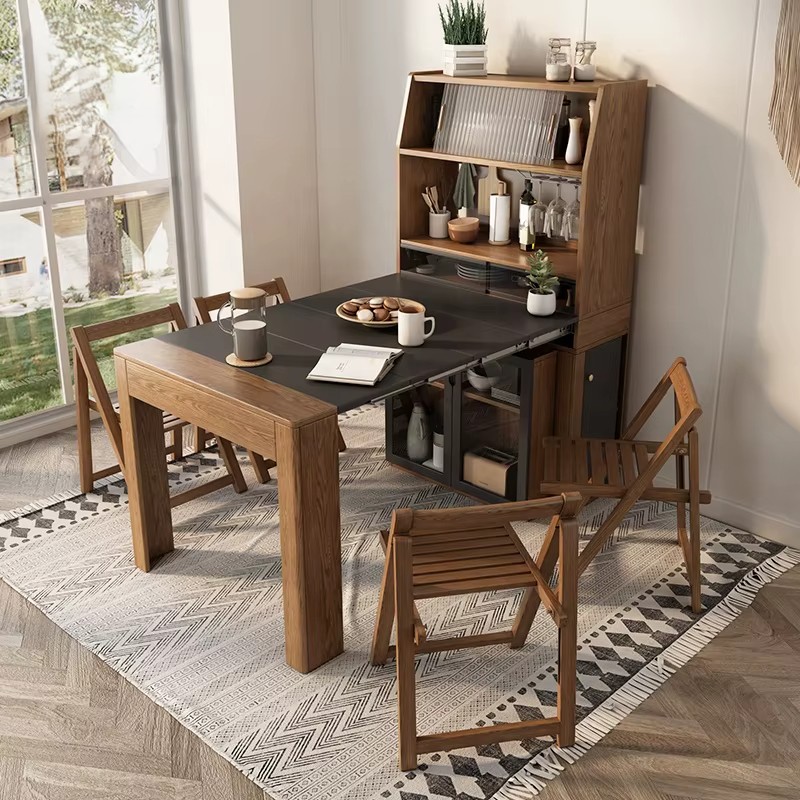 Home Fashion Extendable Table Wood Storage Design MDF Table With Chair 