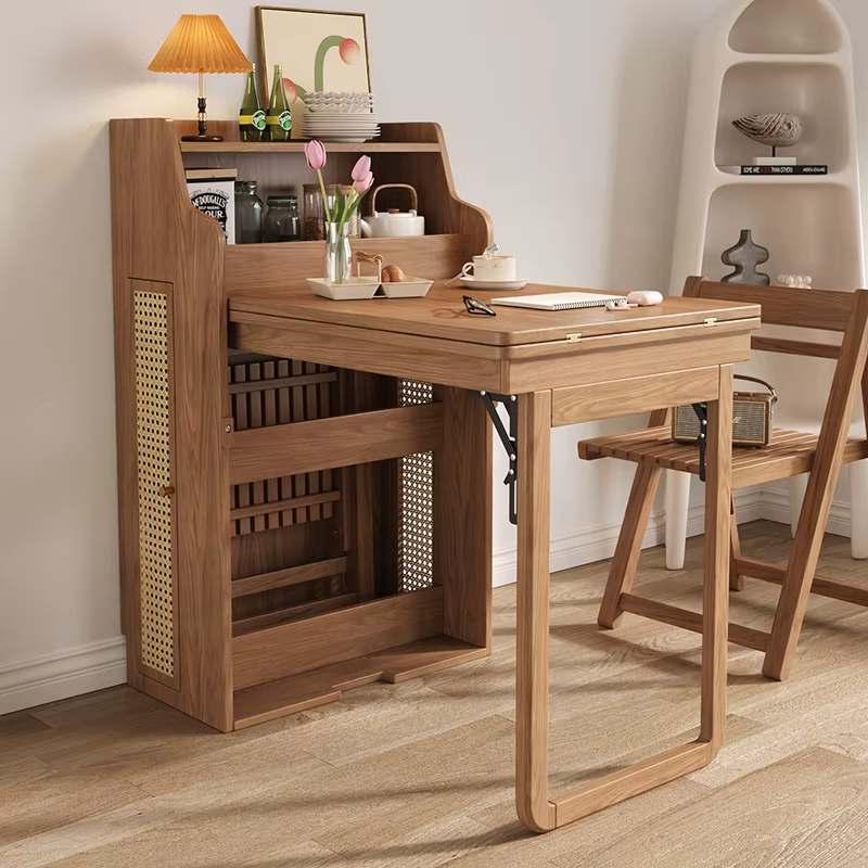 PRE-ORDER Solid Wood Folding Table Small Household Telescopic Dining Table 