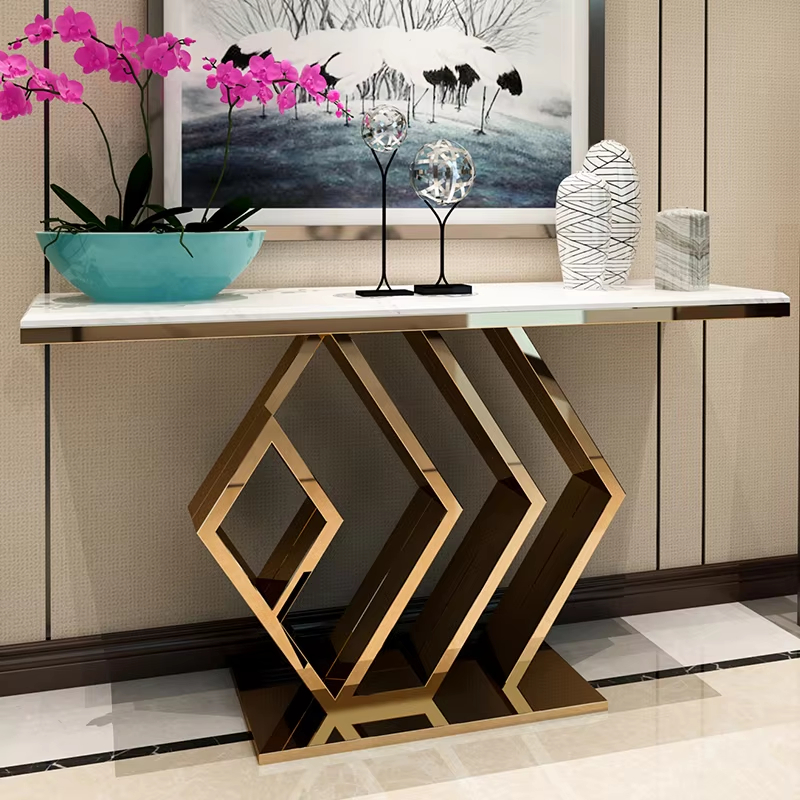 PRE-ORDER Light Luxury Modern Customized Resin Style Marble Console Table