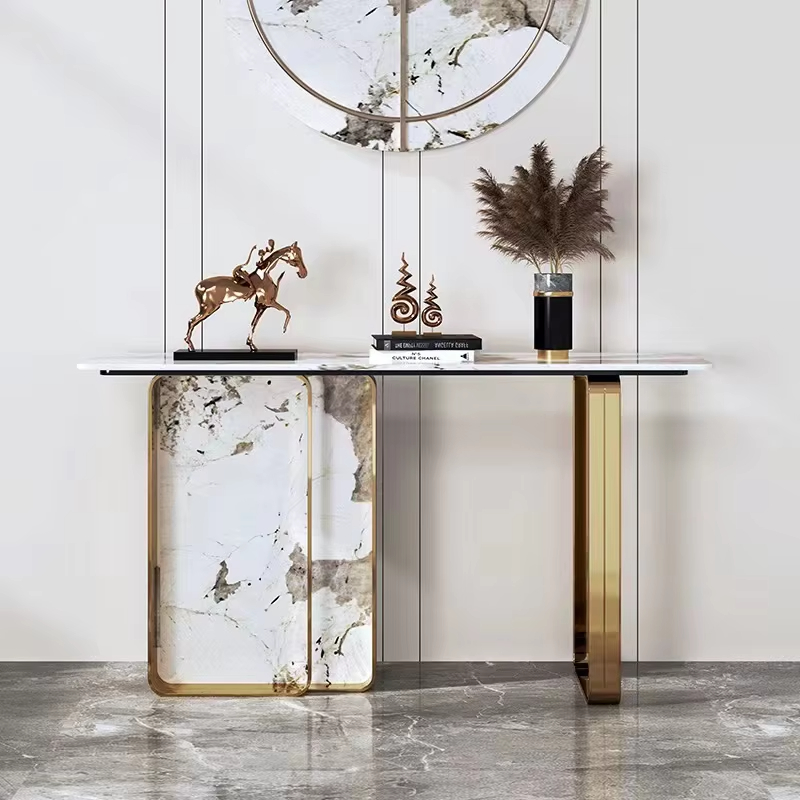 PRE-ORDER Luxury Entryway Hallway Minimalist Golden Decorative Tables for Living Room Furniture