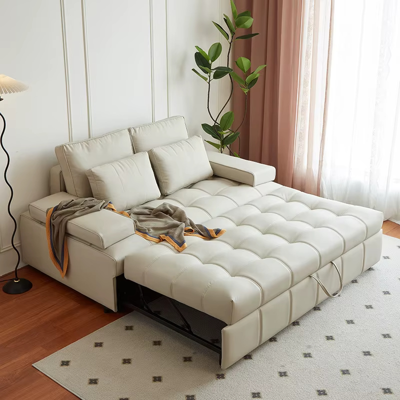 [PRE-ORDER] Italian Modern Minimalist Lawrence Sofa Bed Dual Use Integrated Push-pull Leather 