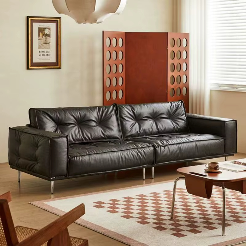 [PRE-ORDER] Antique French style waxed leather sofa