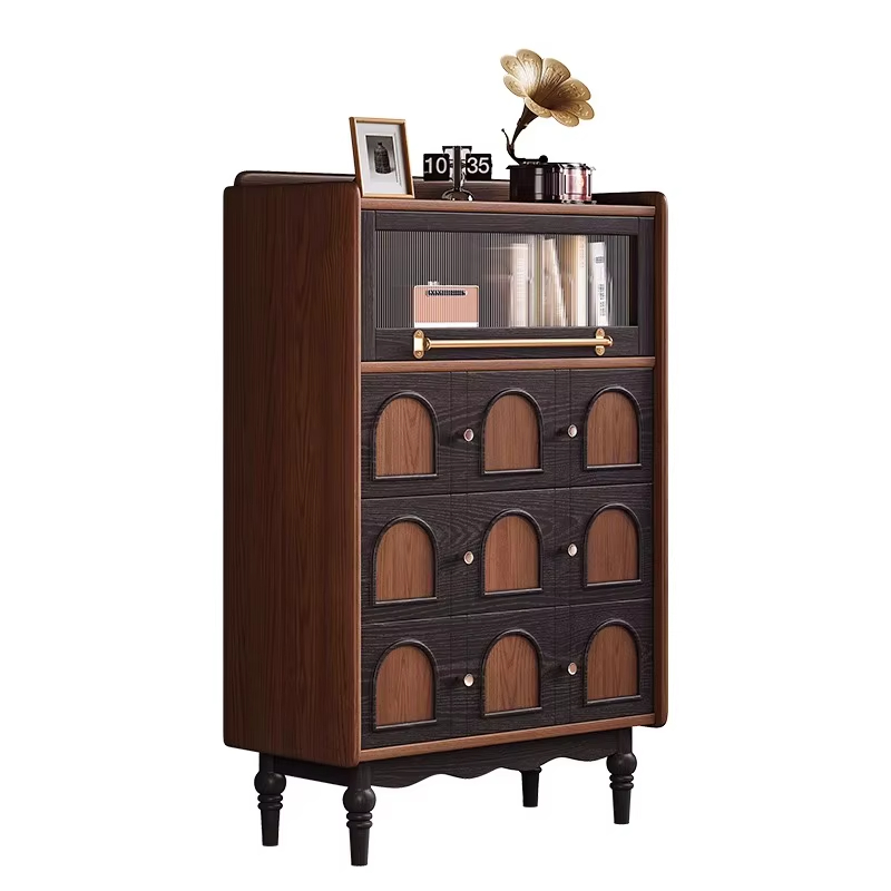 [PRE-ORDER] French Retro Solid Wood Bucket Cabinet Modern Small Side Cabinet 